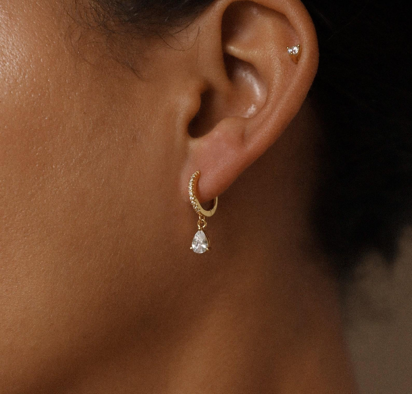 Minimalist Diamond Hoop Earrings