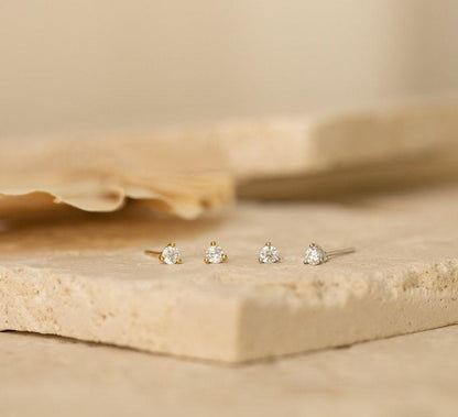 Dainty Gold Tiny Diamond Stud Earrings