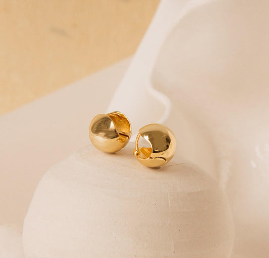 Gold Chunky Ball Huggie Earrings