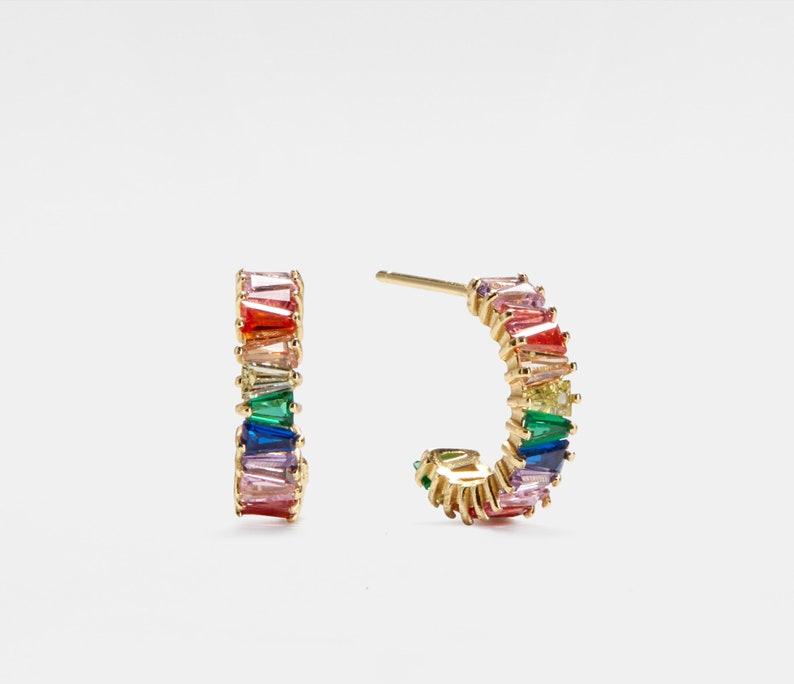 Rainbow Pride Hoop Earrings in Gold Plated Silver