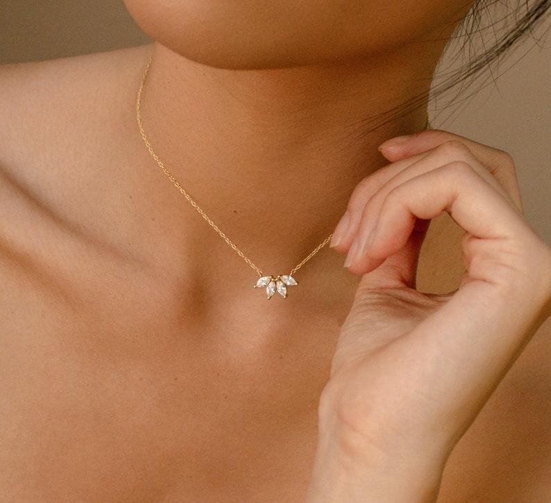 Flower Petal Diamond Necklace