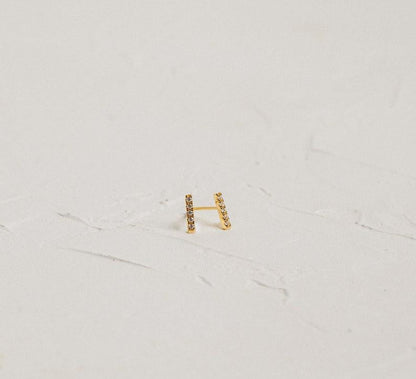 Personalized Minimalist Gold Pave Diamond Earrings