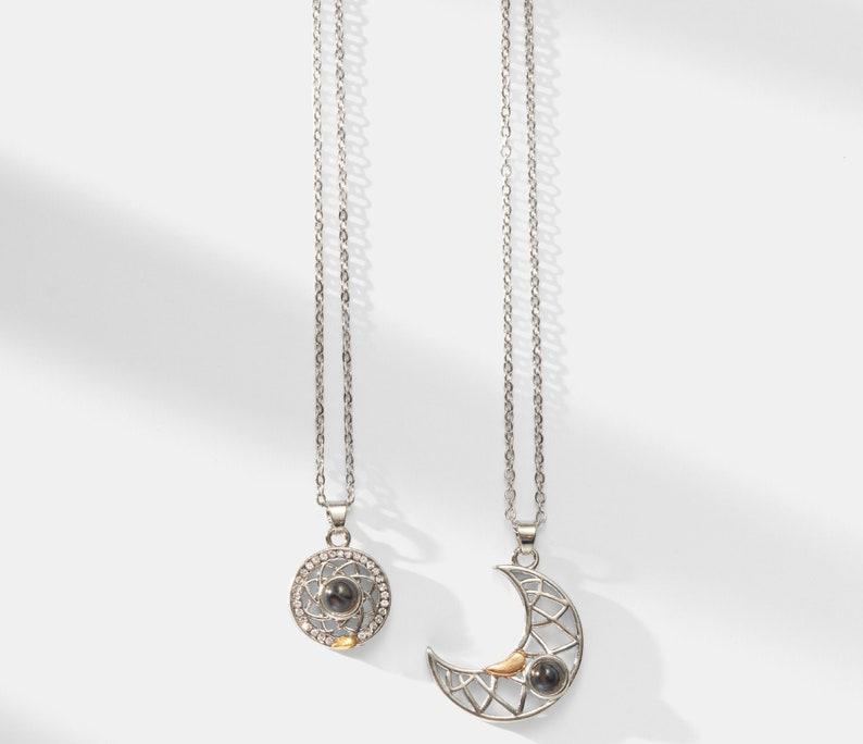 Sun Moon Projection Couple Necklace