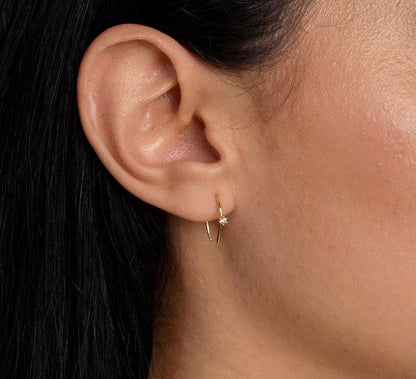 Tiny Diamond Gold Hoop Earrings