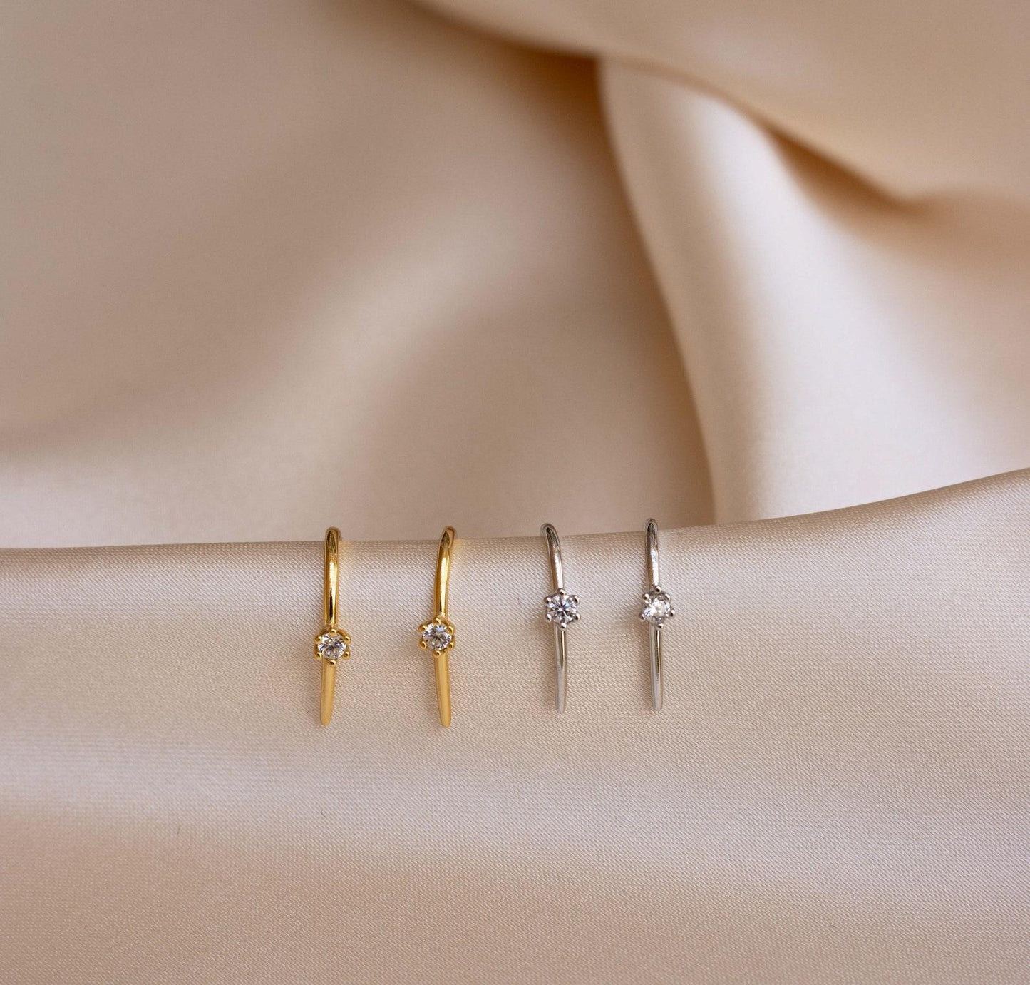 Tiny Diamond Gold Hoop Earrings