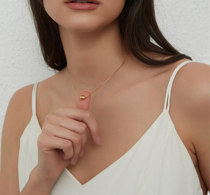 Dainty Gold Acacia Bean Pendant Necklace