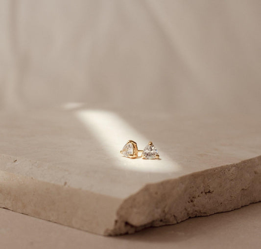 Dainty Trillion Cut Diamond Earrings