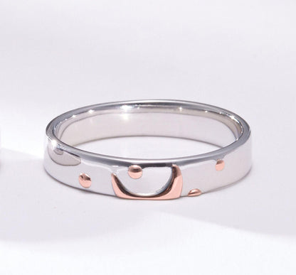 Sun Star Moon Couple Silver Ring