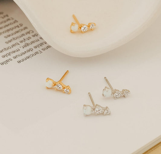 Personalized Opal Stud Earrings