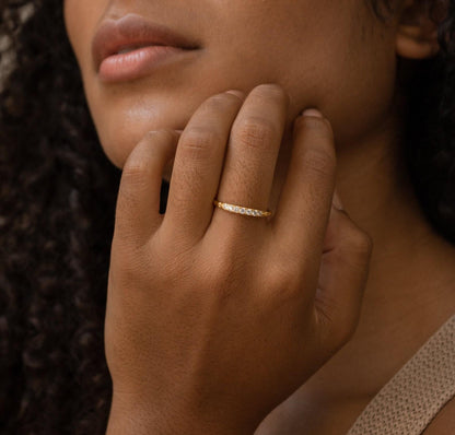 Dainty Gold Skinny Pave Signet Ring