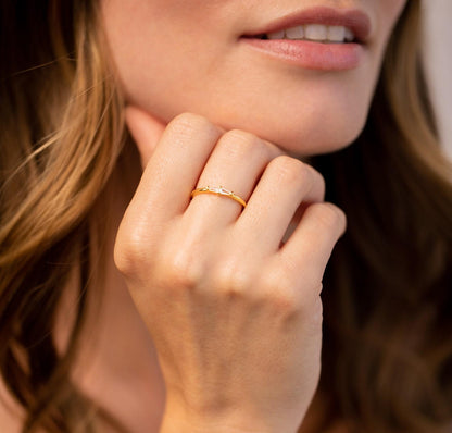 Dainty Gold Baguette Diamond Ring