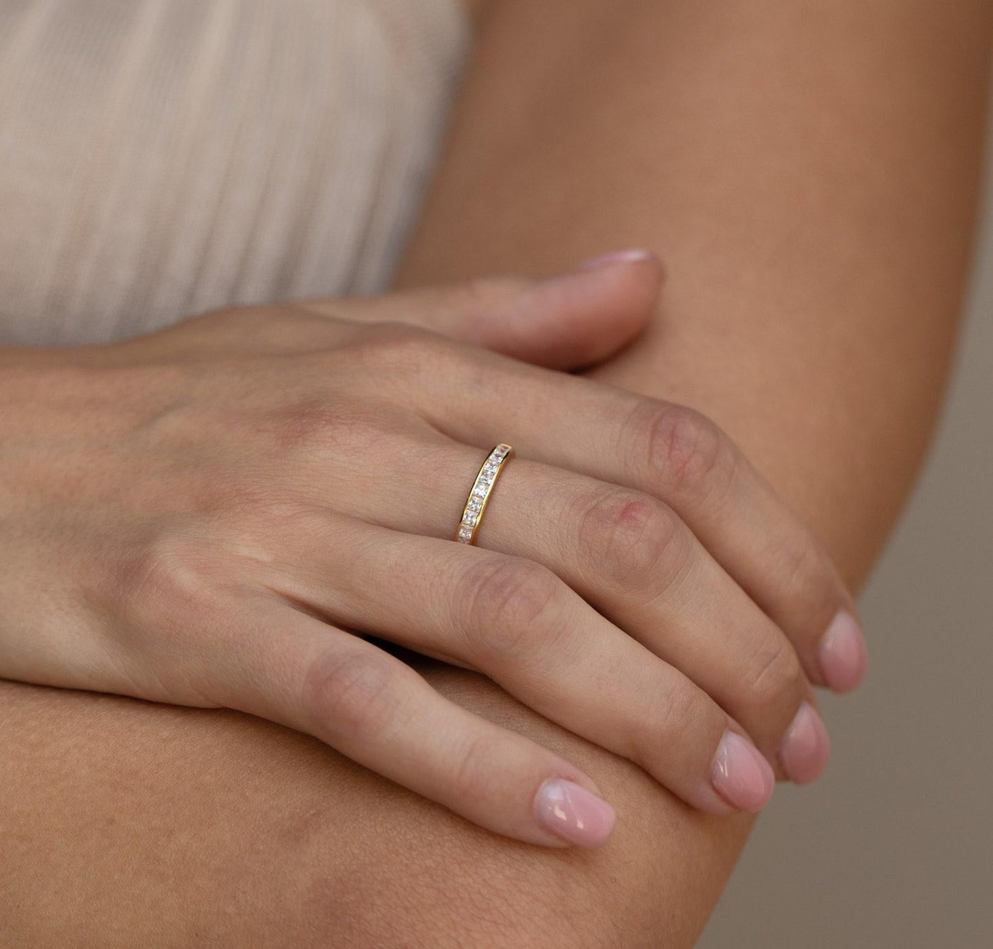 Gold Minimalist Diamond Band Ring