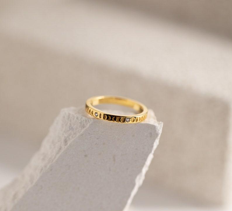 Dainty Celestial Diamond Moon Ring