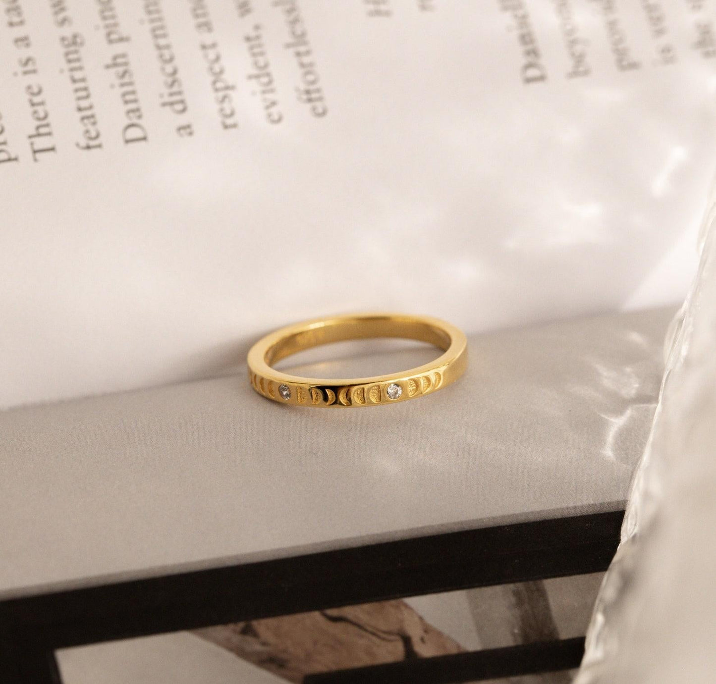 Dainty Celestial Diamond Moon Ring