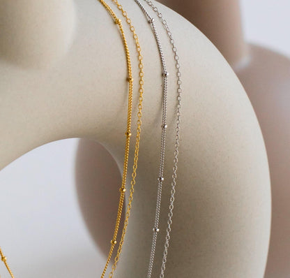 Gold Layered Beaded Duo Chain Necklace