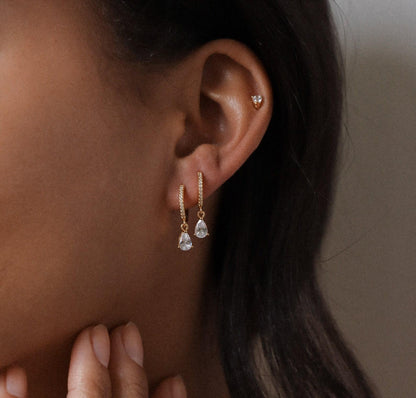 Pave Diamond Huggie Hoops and Dangle Earrings