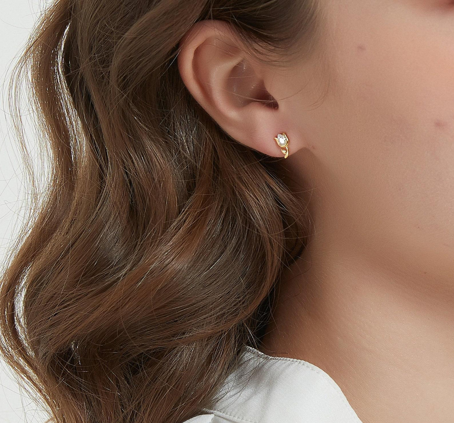 Dainty Gold Tulip Stud Earrings in Silver