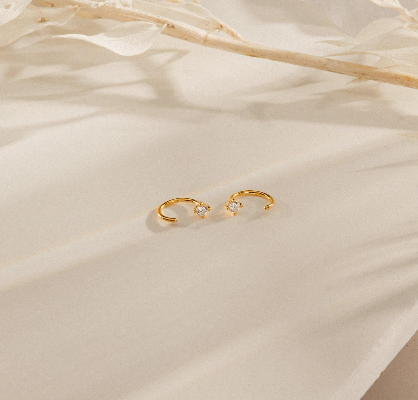 Dainty Diamond Threader and Huggie Hoop Earrings