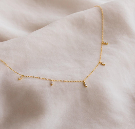 Dainty Marquise Diamond Station Necklace