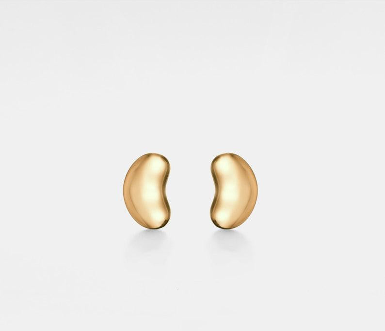 Dainty Gold Bean Stud Earrings