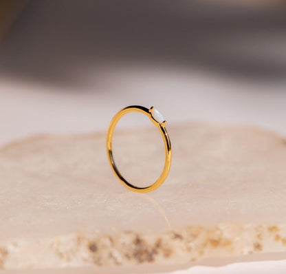 Personalized Opal Minimalist Ring