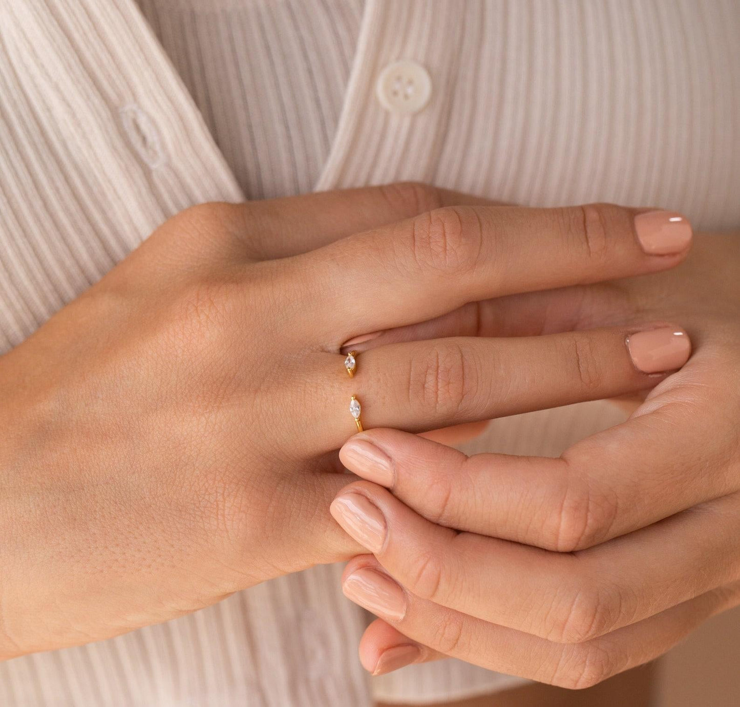 Duo Open Diamond Minimalist Ring