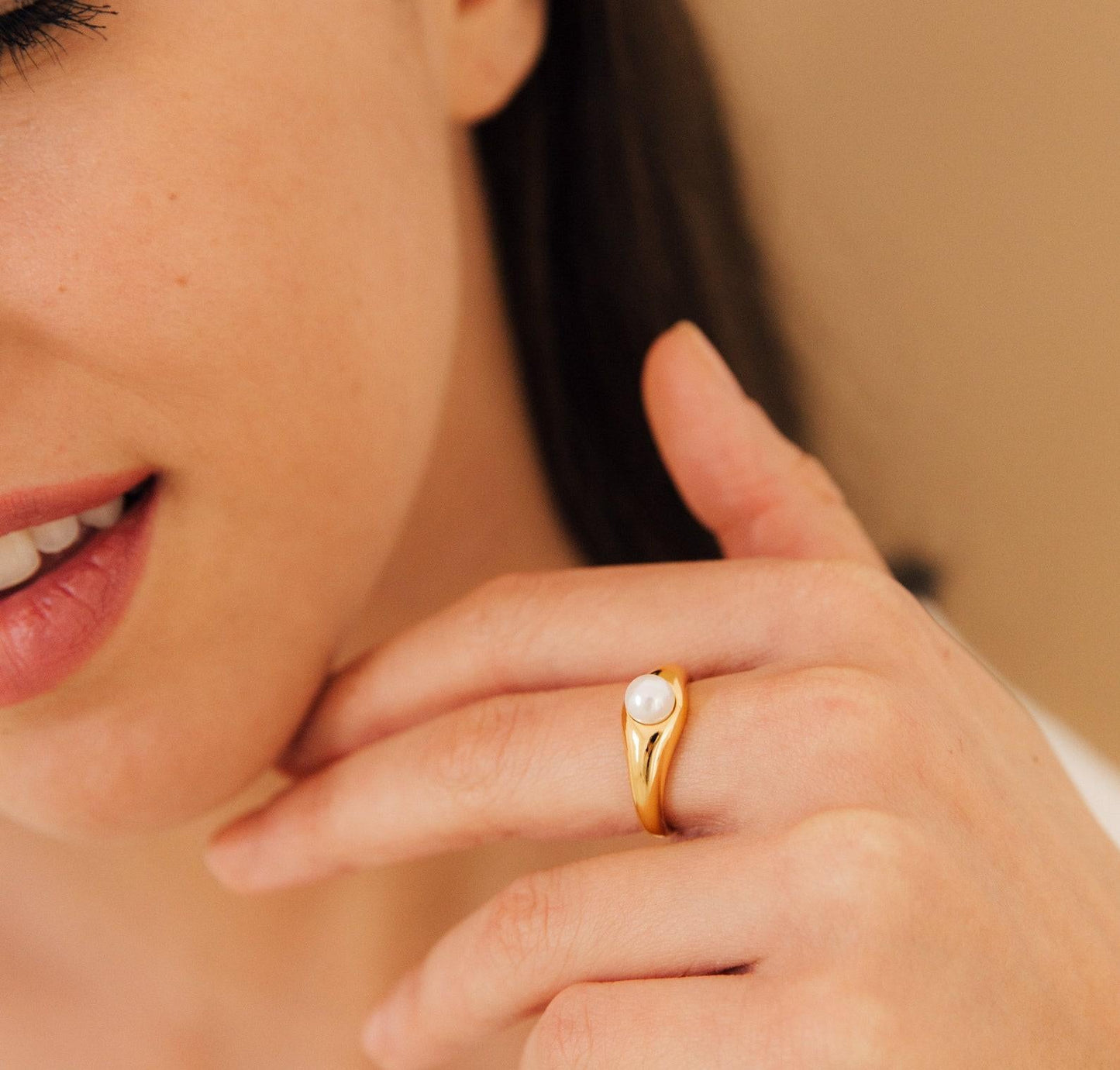 Personalized Vintage Pearl Signet Ring