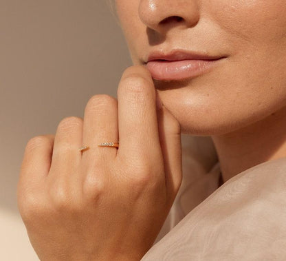 Dainty Gold Diamond Open Ring