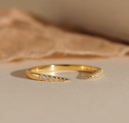 Dainty Gold Diamond Open Ring