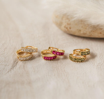 Personalized Gold Birthstone Huggie Earrings