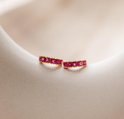 Personalized Gold Birthstone Huggie Earrings