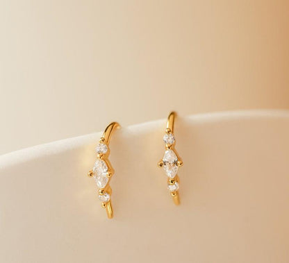 Dainty Diamond Threader Hoop Earrings