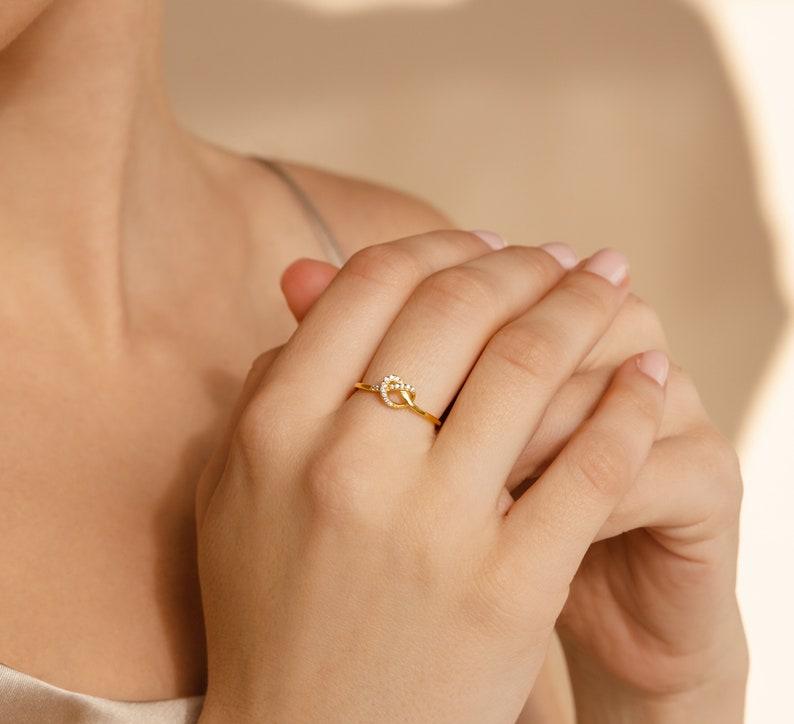 Dainty Gold Diamond Knot Promise Ring