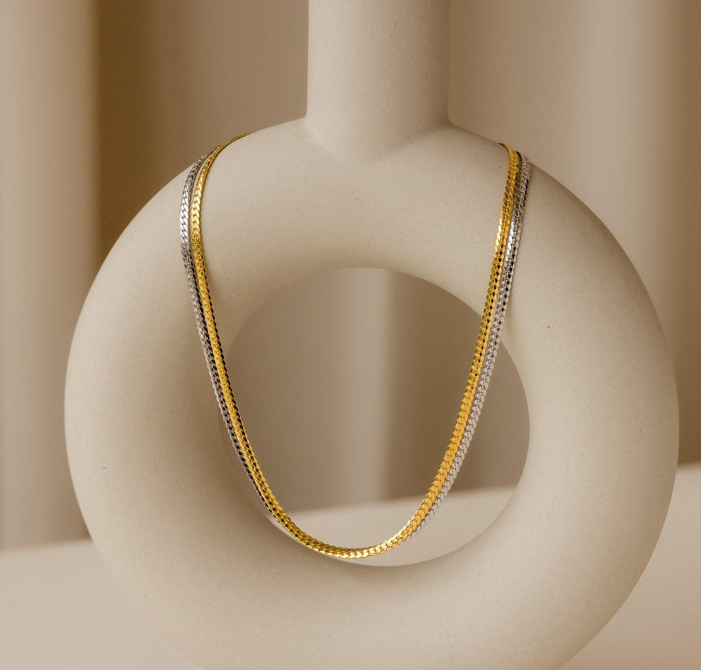 Thick Snake Chain Choker Necklace in Silver Gold