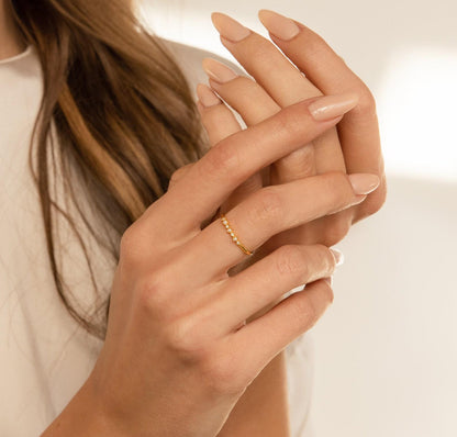 Dainty Vintage Pearl Diamond Stacking Ring