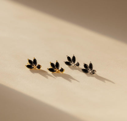 Black Marquise Petal Dangle Earrings