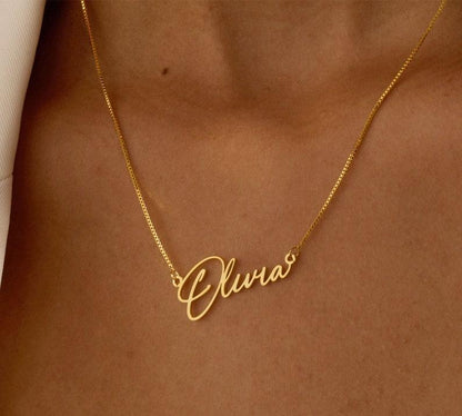 Personalized Gold Name Necklace with Box Chain