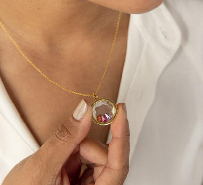 Minimalist Crystal Circle Locket Necklace