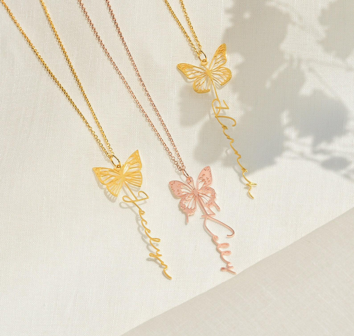 Personalized Gold Butterfly Name Necklace