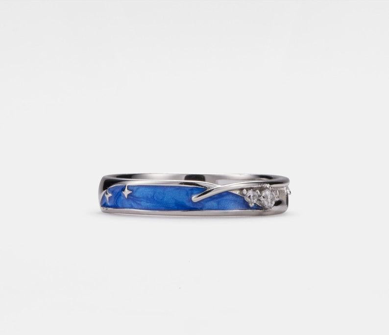 Shooting Star Sterling Silver Wedding Band