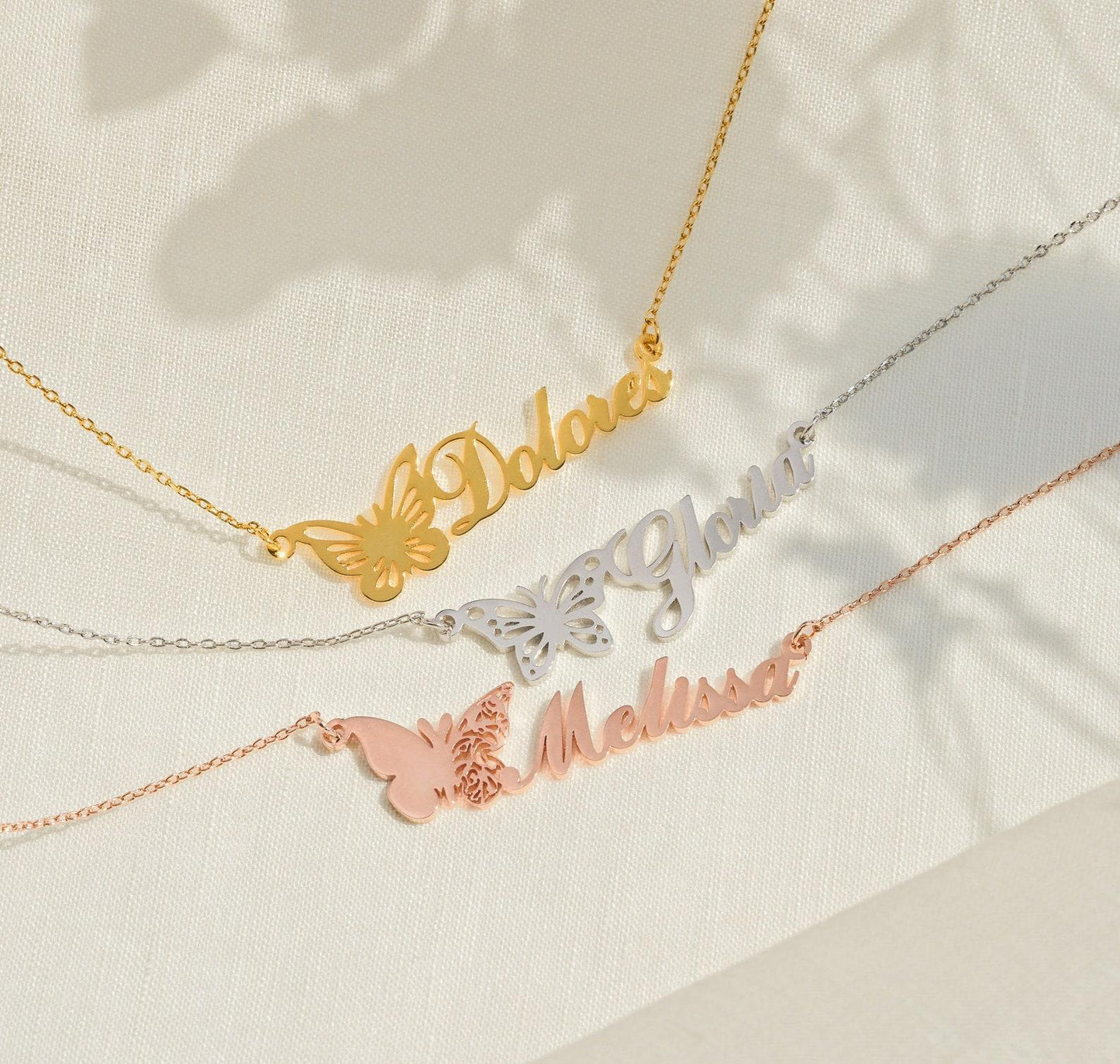 Personalized Butterfly Name Necklace in Silver