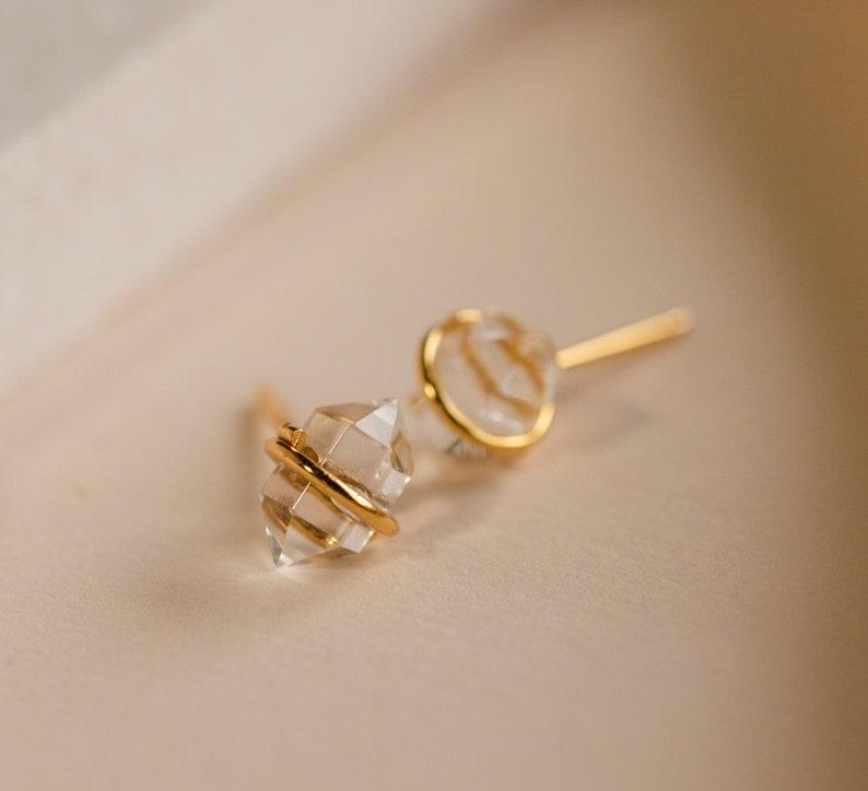 Herkimer Diamond Raw Crystal Stud Earrings