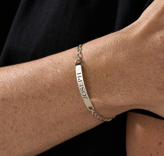 Personalized Men's Engraved Bracelet in Sterling Silver