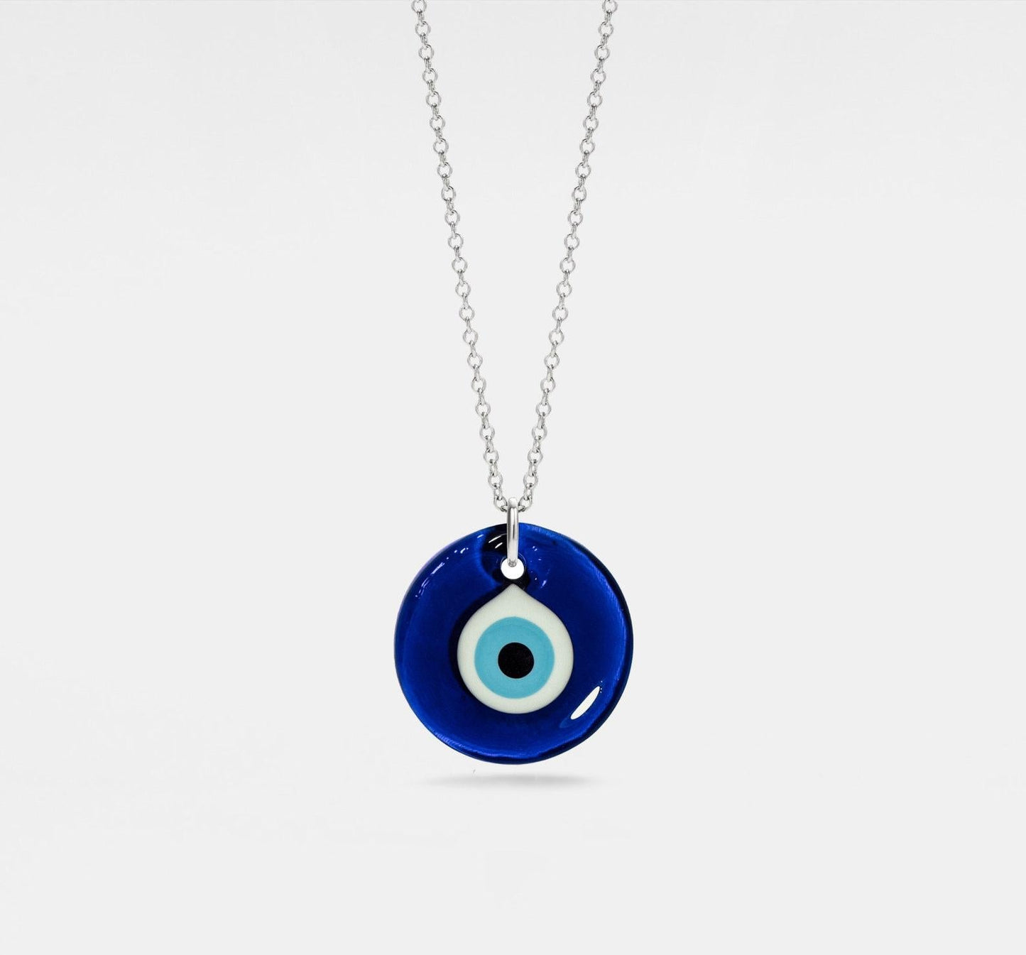 Turkish Evil Eye Layering Necklace in Silver