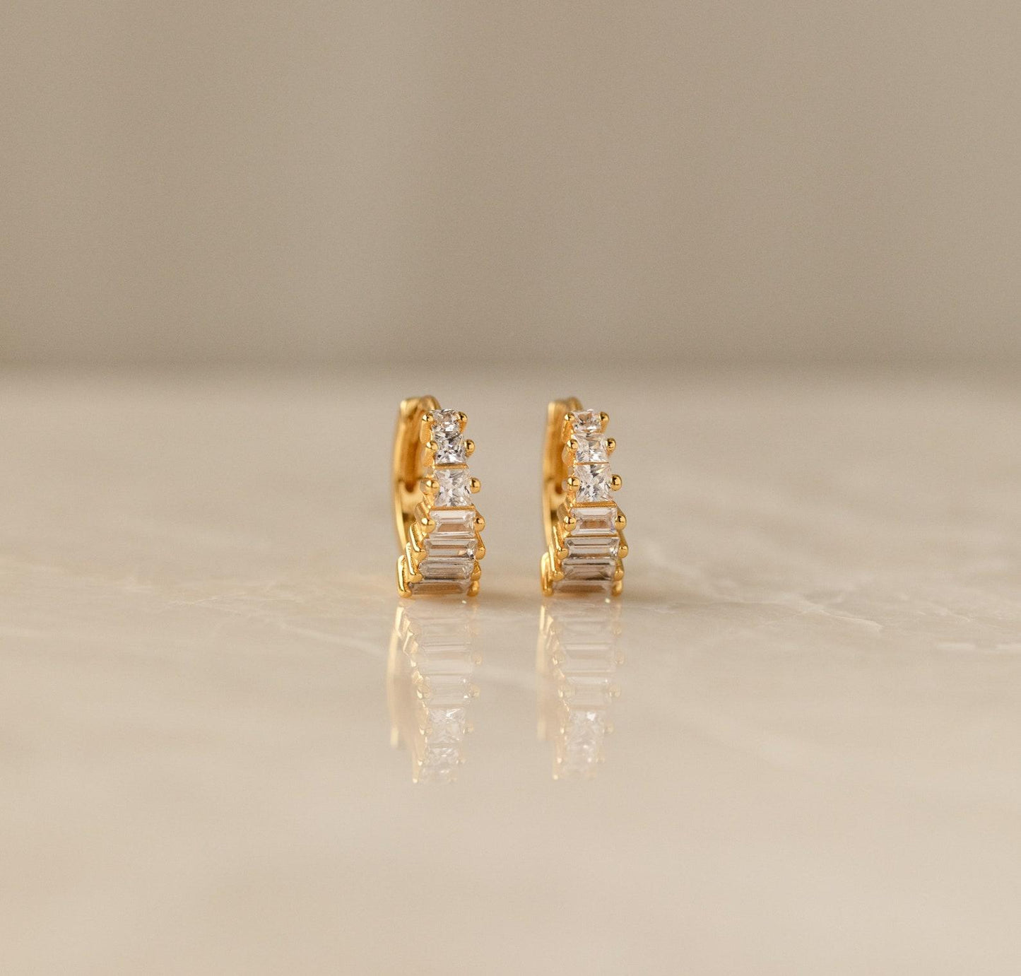 Vintage Gold Diamond Huggie Hoop Earrings