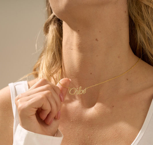 Personalized 14K Gold Plated Crystal Necklace