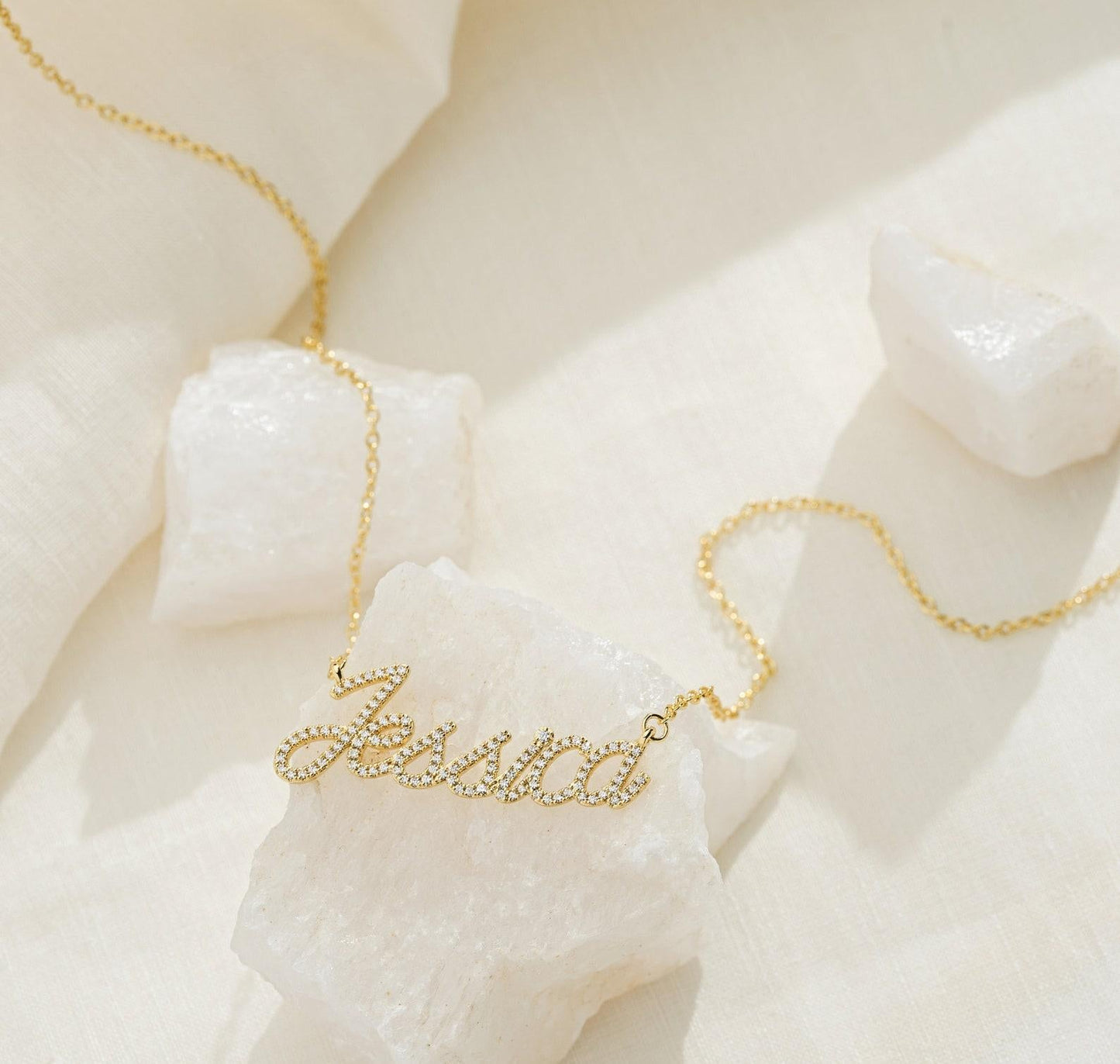 Personalized 14K Gold Plated Crystal Necklace