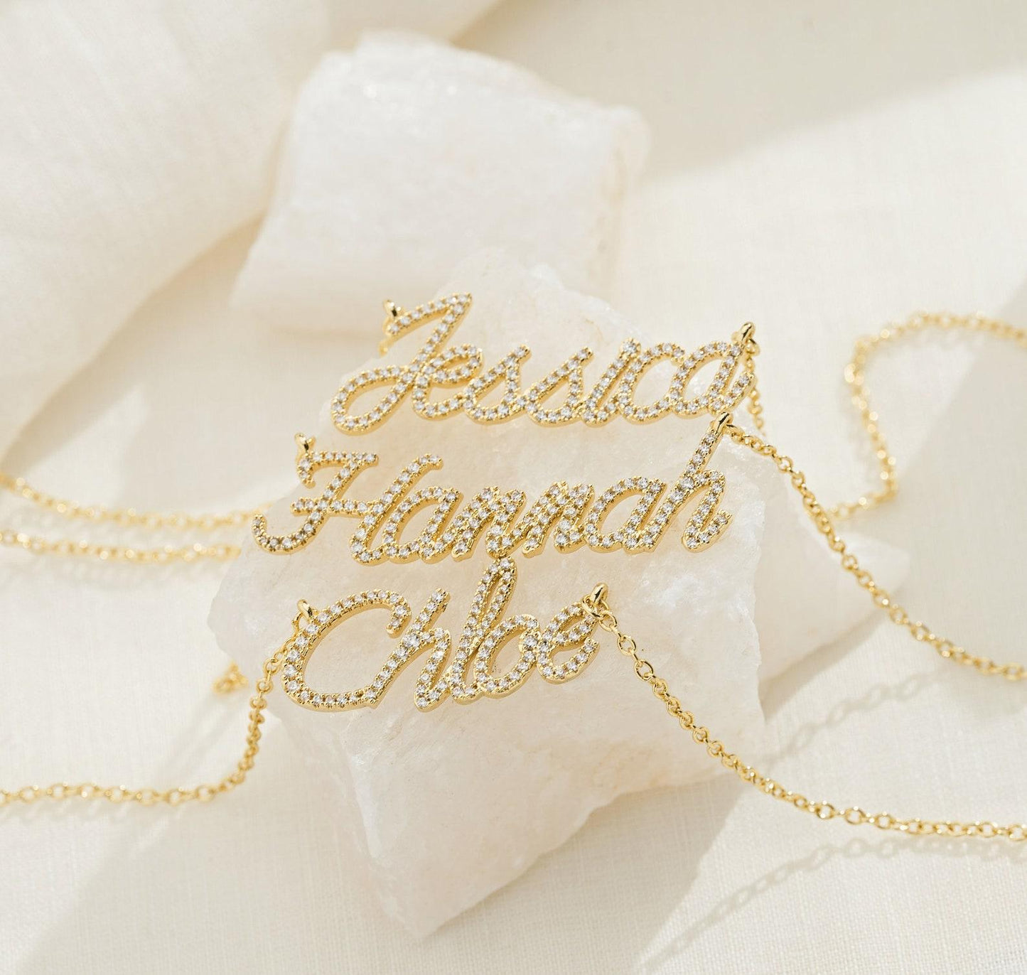 Personalized 14K Gold Plated Crystal Necklace