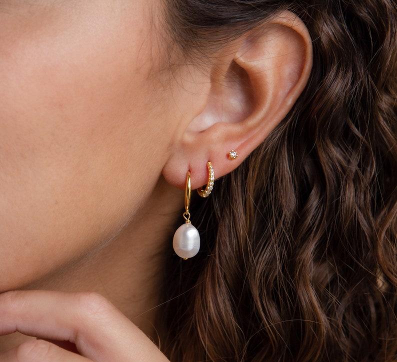 Dainty Pearl Drop Earrings in Silver