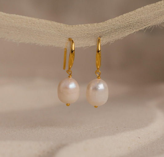 Dainty Pearl Drop Earrings in Silver